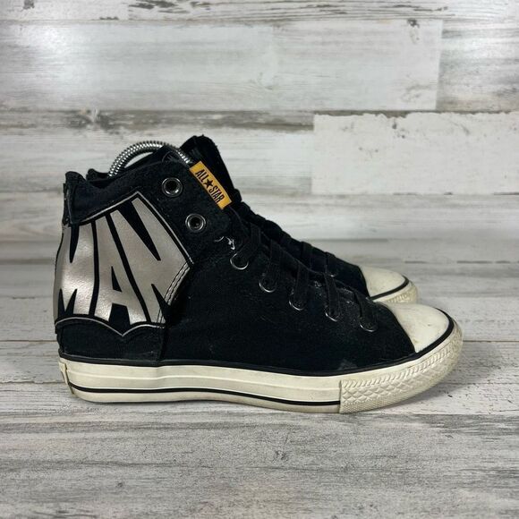 Converse Batman DC‎ The Dark Knight All-Star Black / Silver Hi 125562C Sz 4 - Picture 1 of 8